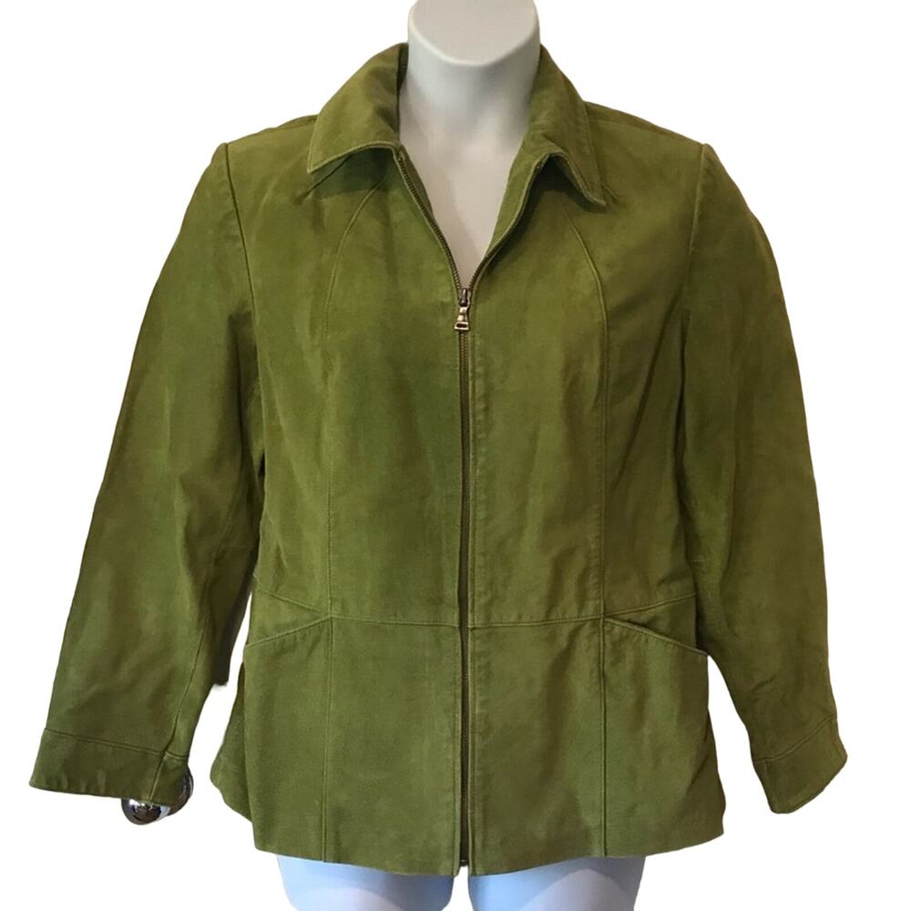 BERNARDO Leather Suede Jacket Olive Green Size Large Nordstrom
